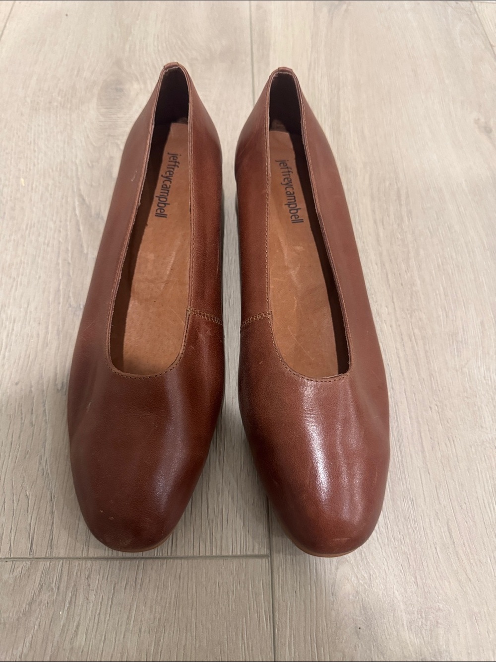 Jeffrey Campbell Brown Leather Rounded-Toe Ballet Flats size 10